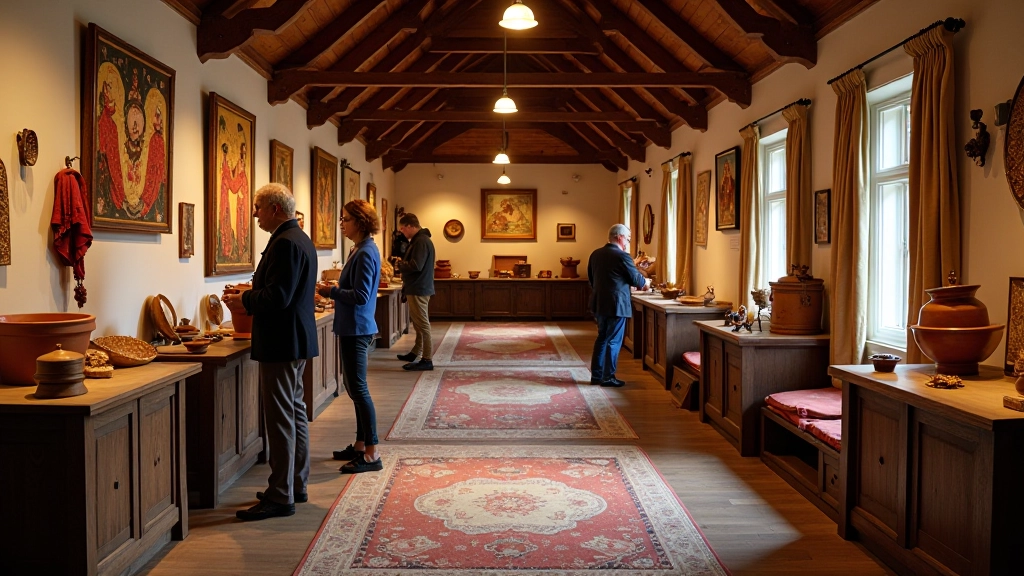 Museum interior with ethnographic exhibits